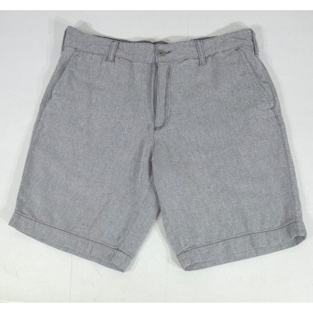 Retrofit Mens Shorts Size 32x9 Gray Cotton Textured Flat Front Casual Summer